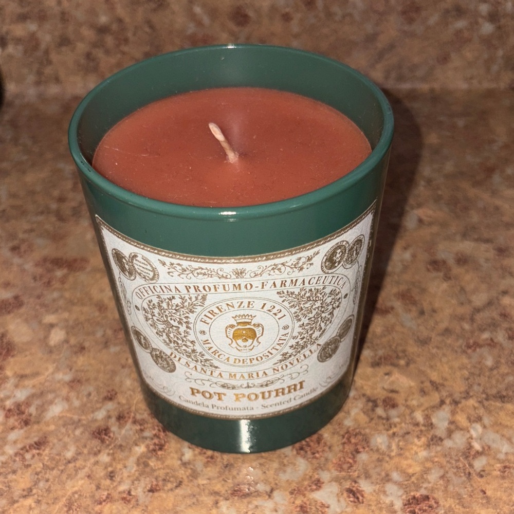 Pot Pourri Scented Candle - Green and Brown